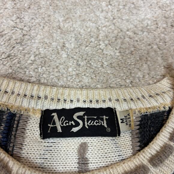 Vintage Alan Stuart 3D Knit Sweater Men's Medium Retro Dad - Picture 4 of 11